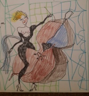 Lara Leonardi, La Donna cavallo s'innamora di uno strumento ad archi, disegno su carta